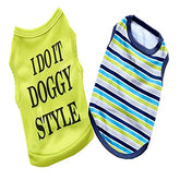 KUTKUT Combo of 2 Stripe Print Pet Vest Breathable Autumn,Spring & Summer Cotton Sleeveless Shirt for Small Dog and Cat (Size: L, Chest Girth 45cm, Neck Girth 32 cm, Back Length 35 cm) - kutk